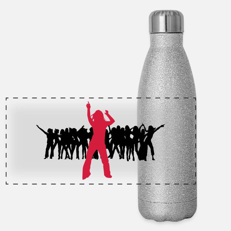 Dancer dancing shake shaken harlem shake 2c - Panoramic Glitter Thermal Bottle 500 ml - silver glitter