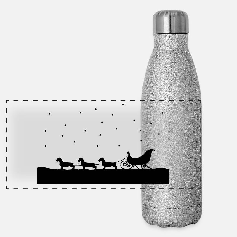 Teckel de Noël Gourde isotherme panoramique pailletée 500 ml
