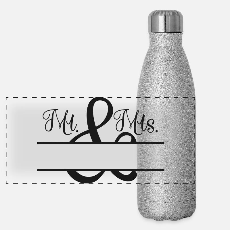 Mr. & Mrs. + Name to customize Panoramic Glitter Thermal Bottle 500 ml