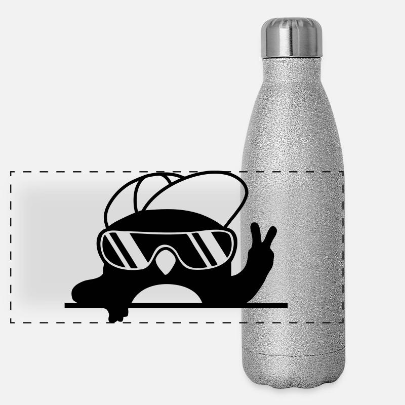 Peacezeichen cooler Pinguin Handzeichen Panorama Glitzer Isolierflasche 500 ml