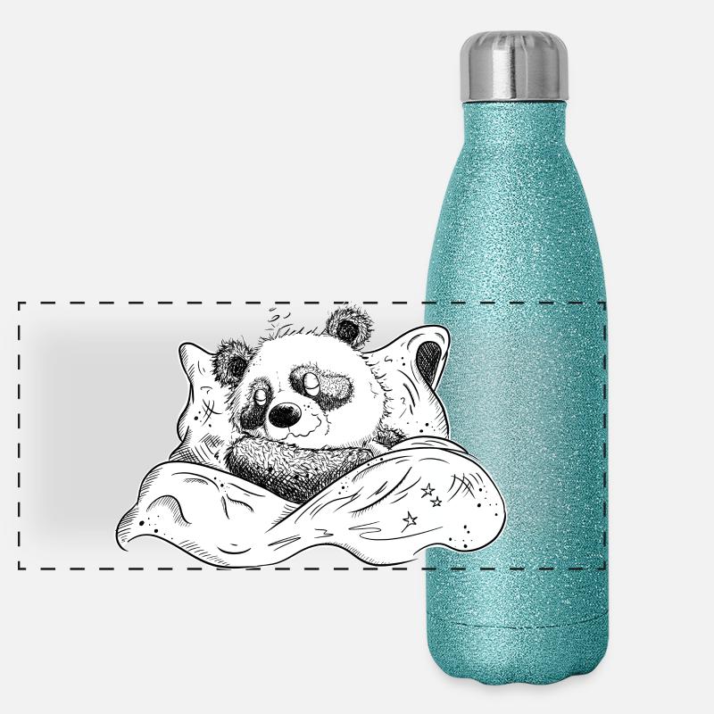 Panda Bär Schläft Und Träumt Gute Nacht Panorama Glitzer Isolierflasche 500 ml