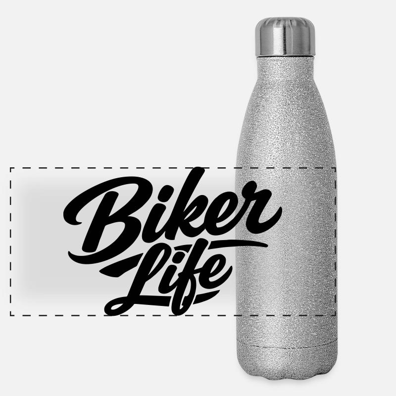 biker life Panorama Glitzer Isolierflasche 500 ml