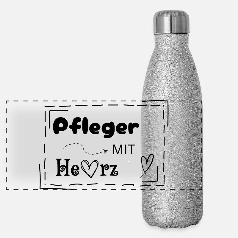 Pfleger mit Herz Panorama Glitzer Isolierflasche 500 ml