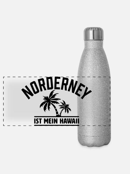 Norderney ist mein Hawaii - Panorama Glitzer Isolierflasche 500 ml - Silber Glitzer