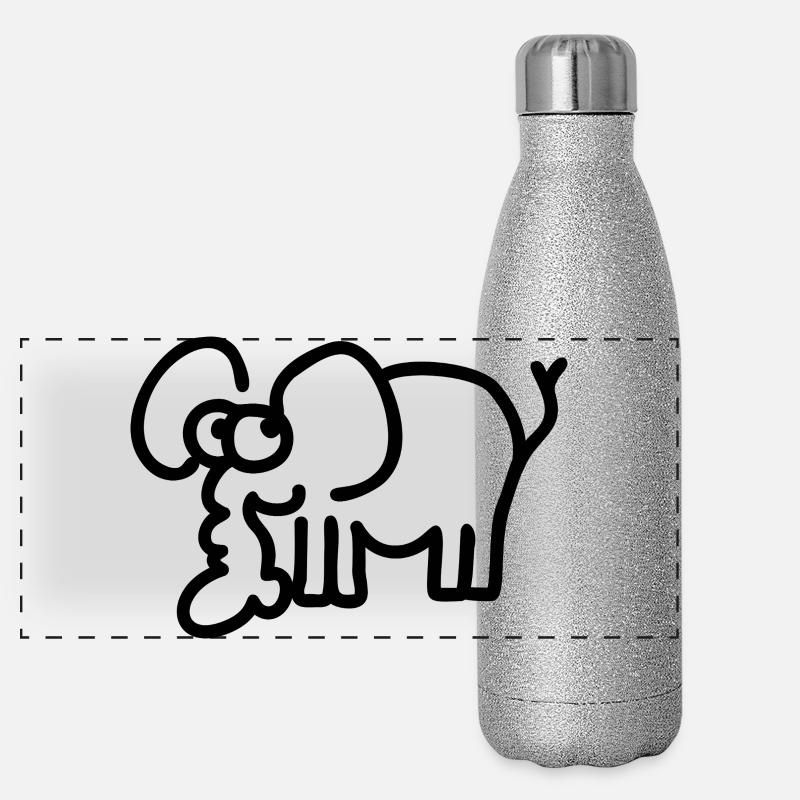 Petit éléphant - Motif d’animal de bande dessinée safari mignon Gourde isotherme panoramique pailletée 500 ml