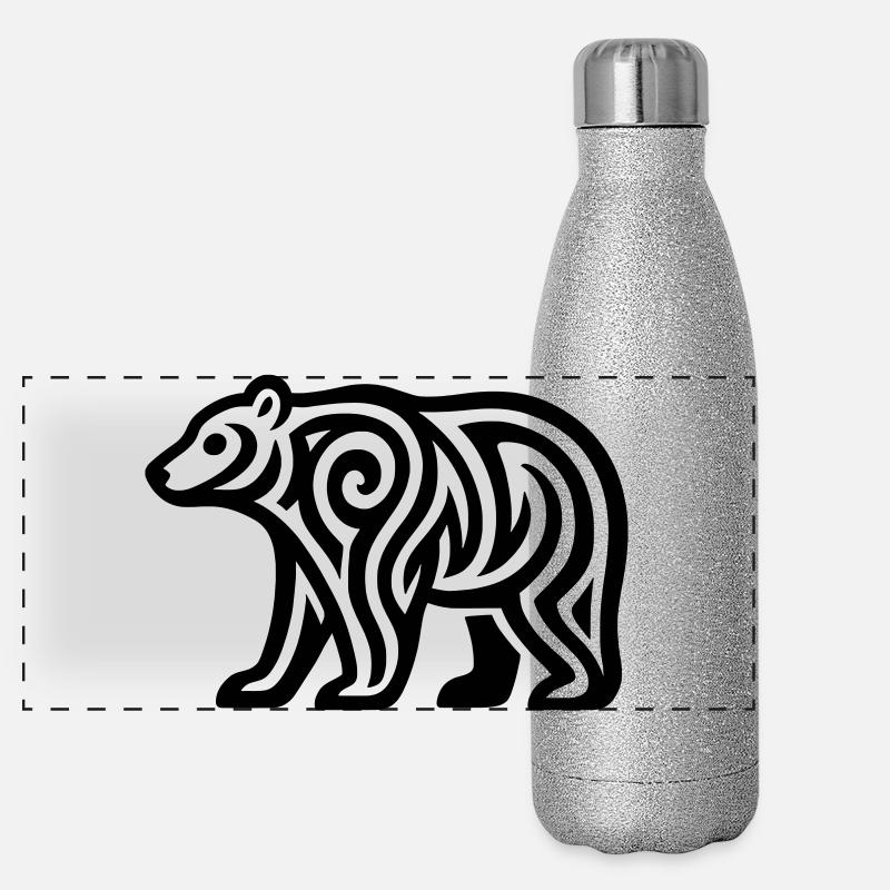 Just a Black Bear #1 / JustN-imal - Panoramic Glitter Thermal Bottle 500 ml - silver glitter