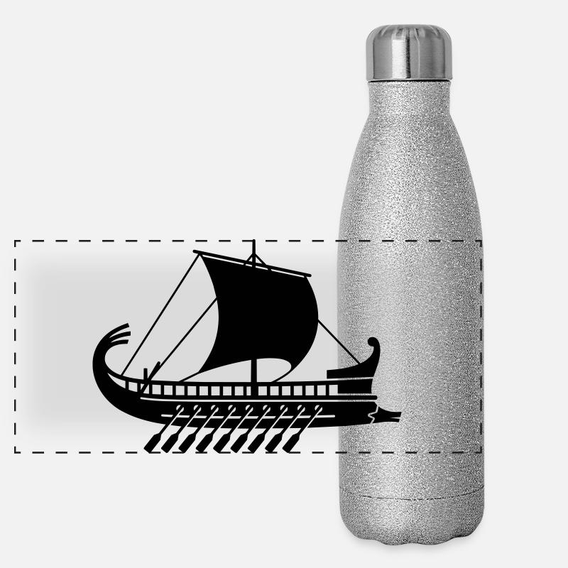 Griechisches Kriegsschiff Panorama Glitzer Isolierflasche 500 ml