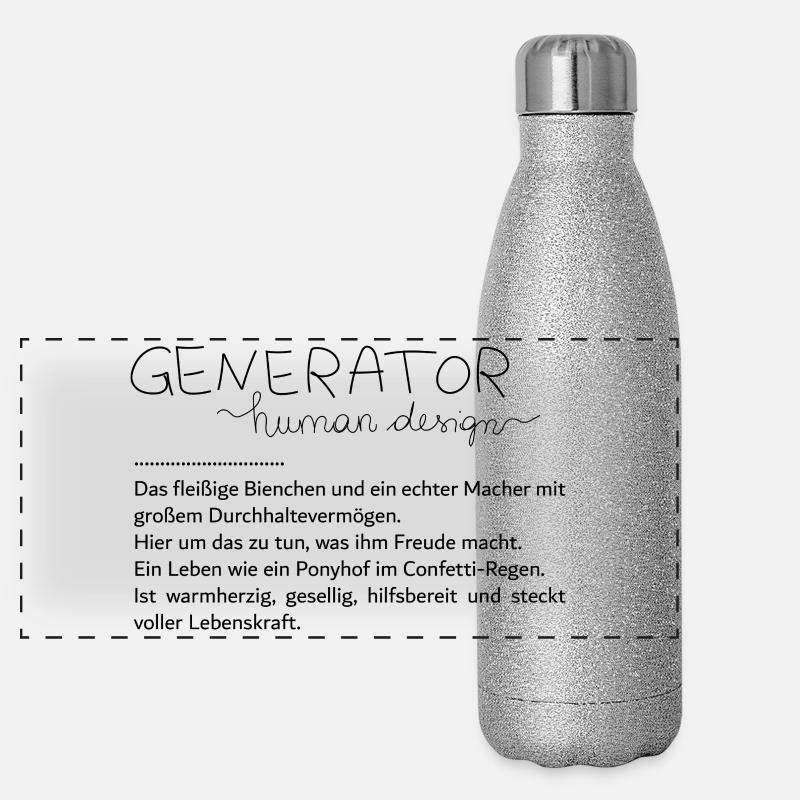 Du bist ein Generator - Panorama Glitzer Isolierflasche 500 ml - Silber Glitzer