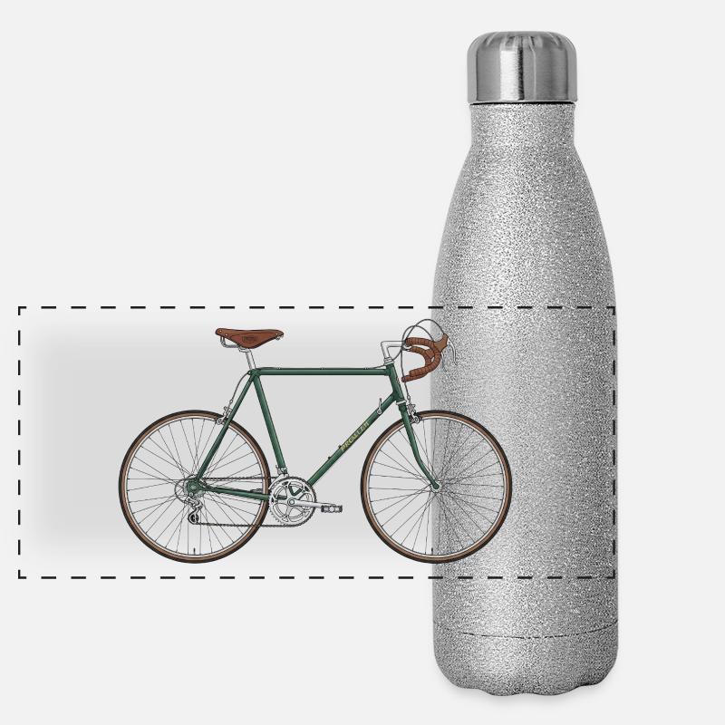 Vintage bicycle design with leather handles Panoramic Glitter Thermal Bottle 500 ml