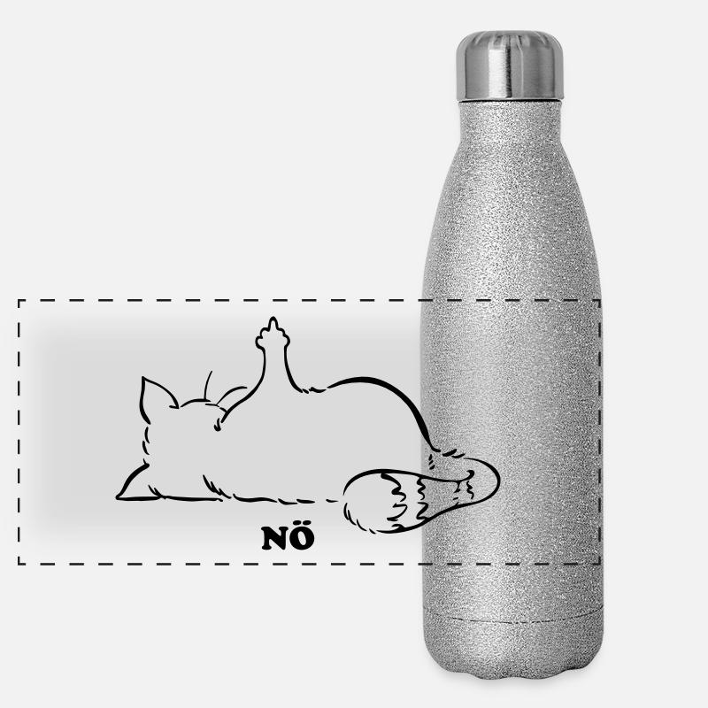 Katze Nö, Nein, No...Mittelfinger Panorama Glitzer Isolierflasche 500 ml