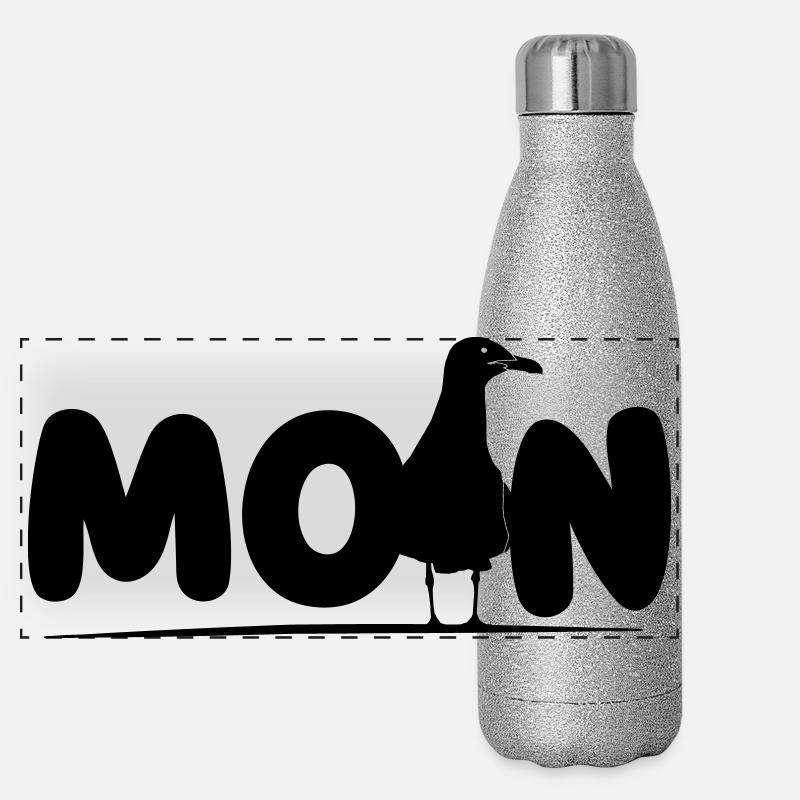 Moin mit Möwe Panorama Glitzer Isolierflasche 500 ml