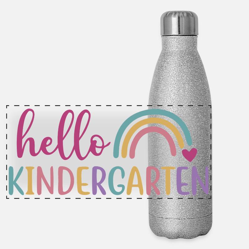 Hello Kindergarten - Back to School Design Panoramic Glitter Thermal Bottle 500 ml