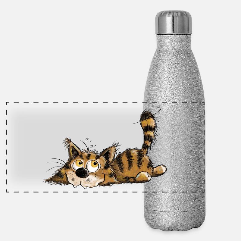 Méchant petit chat tigré noir Gourde isotherme panoramique pailletée 500 ml