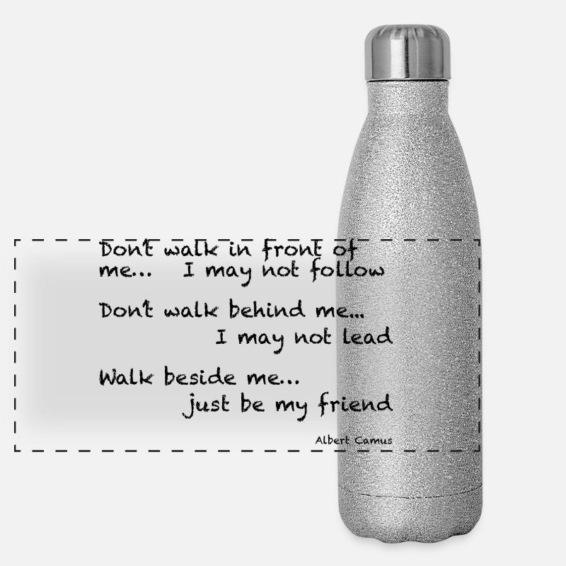 Albert Camus : Ne marchez pas devant moi... Je peux Gourde isotherme panoramique pailletée 500 ml