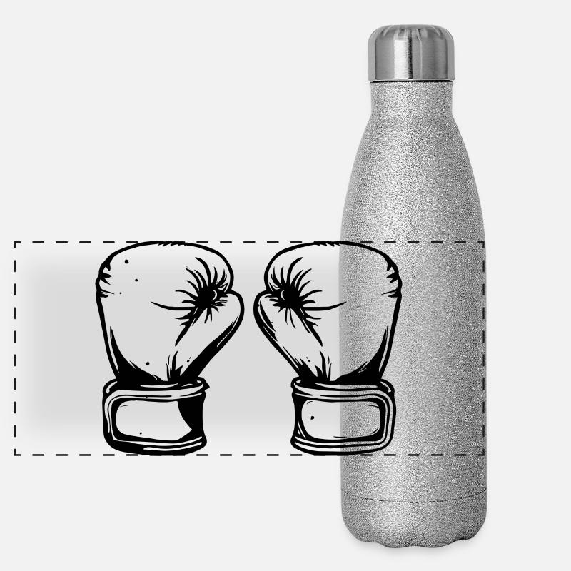 Boxhandschuhe Zeichnung Panorama Glitzer Isolierflasche 500 ml