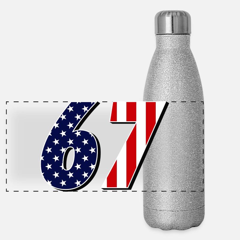Siebenundsechzig, 67, 6, 7 Panorama Glitzer Isolierflasche 500 ml