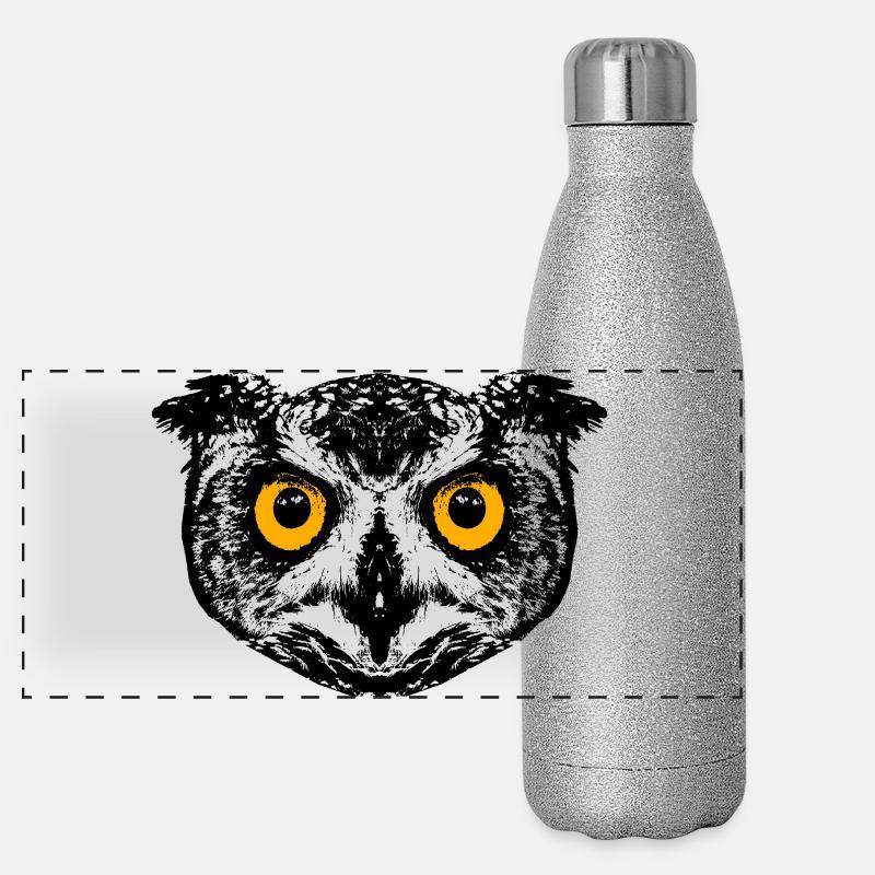 Uhu / Eule / Kauz Panorama Glitzer Isolierflasche 500 ml