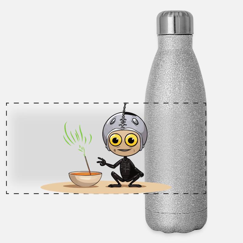 Skeleton in space helmet plants offspring Panoramic Glitter Thermal Bottle 500 ml