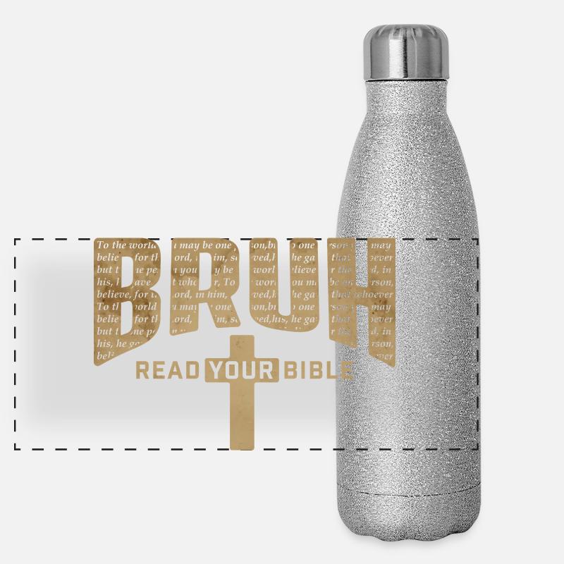 Bruh Read Your Bible Easter Christian Funny Panoramic Glitter Thermal Bottle 500 ml