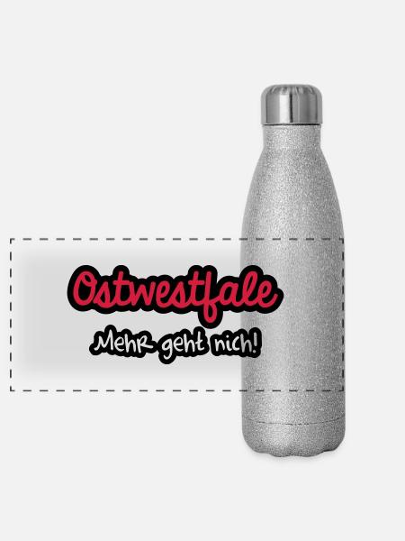 Ostwestfale - Mehr geht n - Panorama Glitzer Isolierflasche 500 ml - Silber Glitzer - Vorne