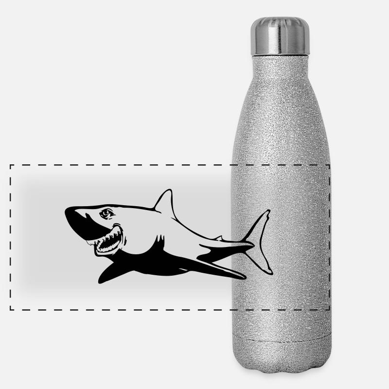 Shark fish dangerous Panoramic Glitter Thermal Bottle 500 ml