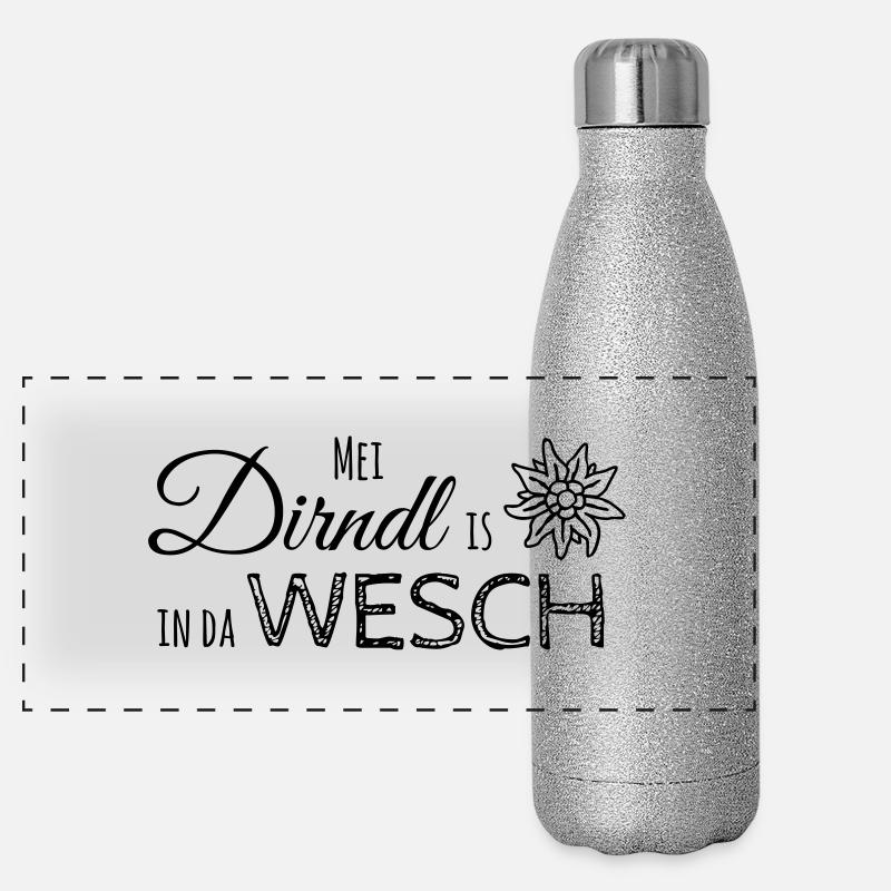 Mei Dirndl is in da Wesch Panorama Glitzer Isolierflasche 500 ml