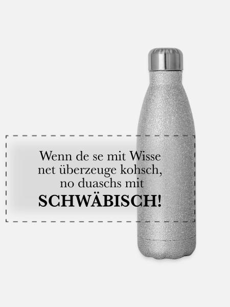 Schwäbisch - Panorama Glitzer Isolierflasche 500 ml - Silber Glitzer
