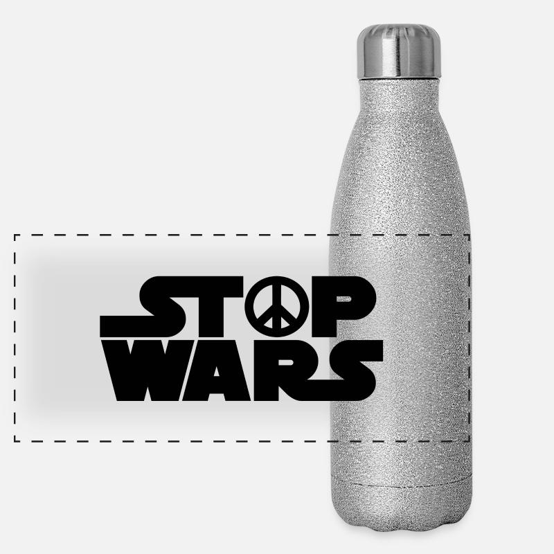 peace stop wars Panoramic Glitter Thermal Bottle 500 ml