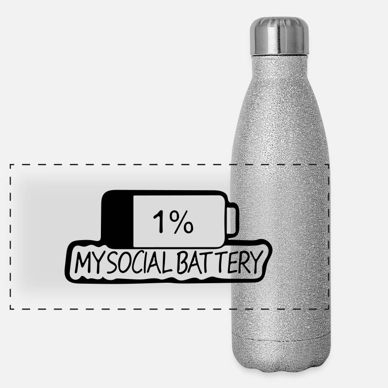 1 meine soziale Batterie Panorama Glitzer Isolierflasche 500 ml
