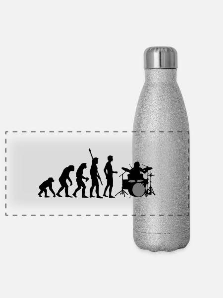 evolution_drummer_b_2c - Gourde isotherme panoramique pailletée 500 ml - paillettes argentées - Devant