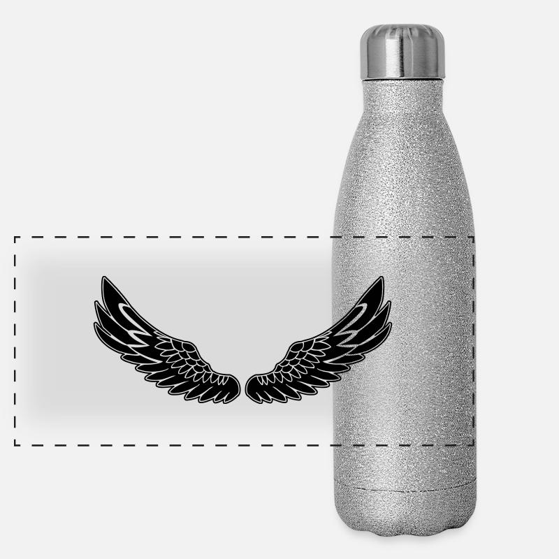 Wings black Panoramic Glitter Thermal Bottle 500 ml