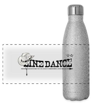 linedance - Panorama Glitzer Isolierflasche 500 ml - Silber Glitzer - Vorne