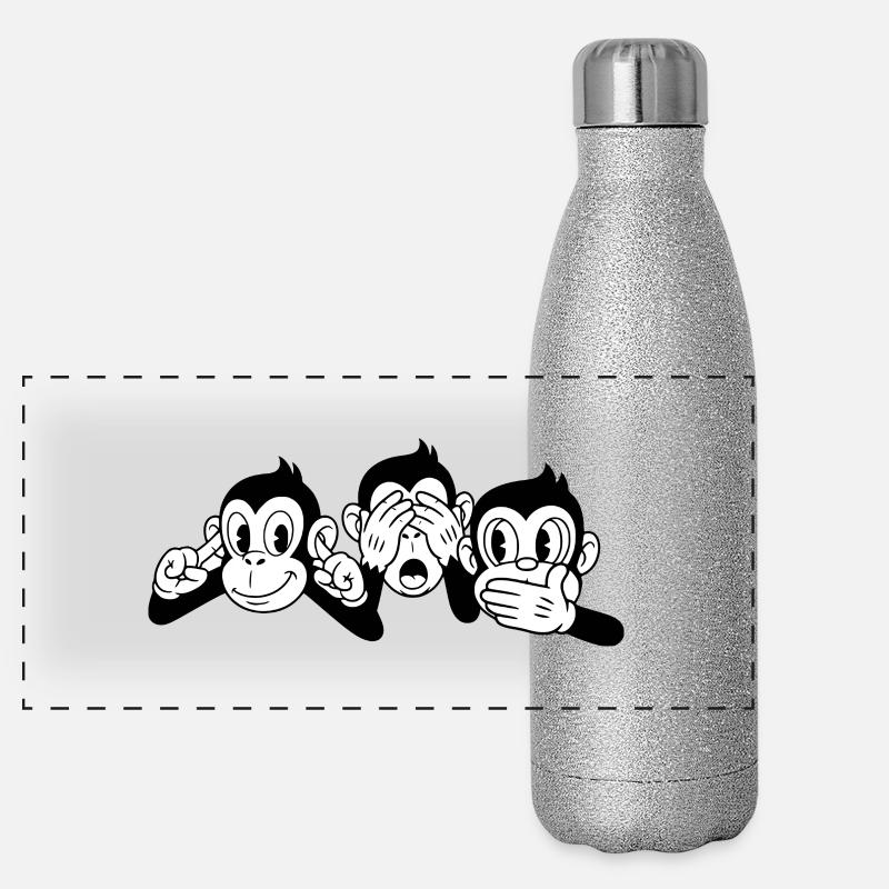 3 singes sages Gourde isotherme panoramique pailletée 500 ml