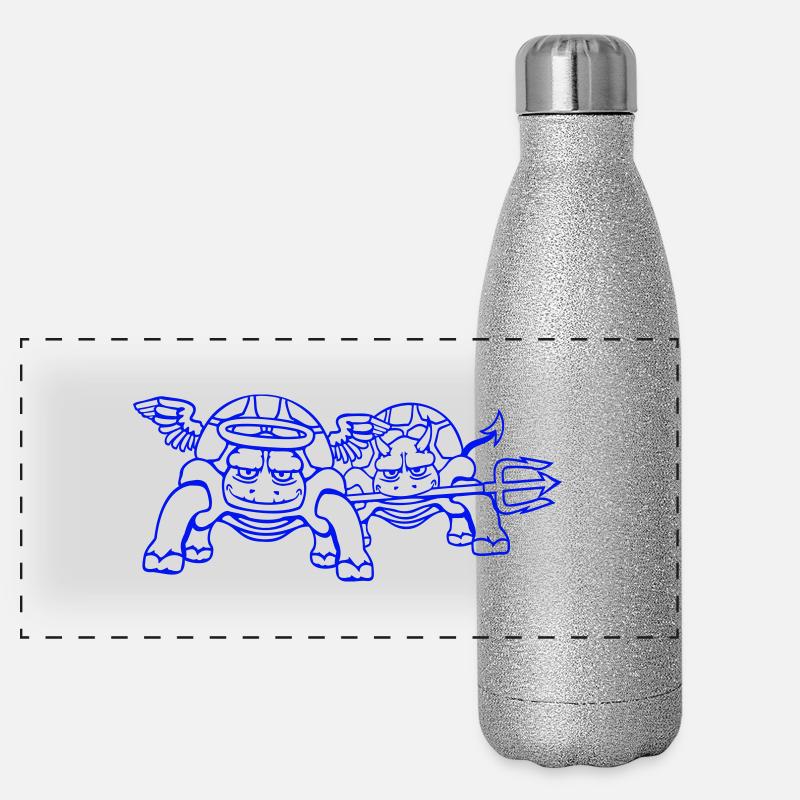 2 Turtles Conscience Team Devil Angel Evil Good Panoramic Glitter Thermal Bottle 500 ml