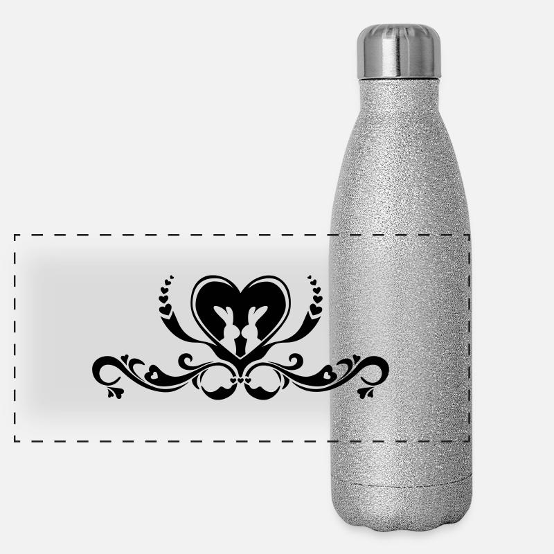 Hare rabbit bunny love romance heart Easter Panoramic Glitter Thermal Bottle 500 ml