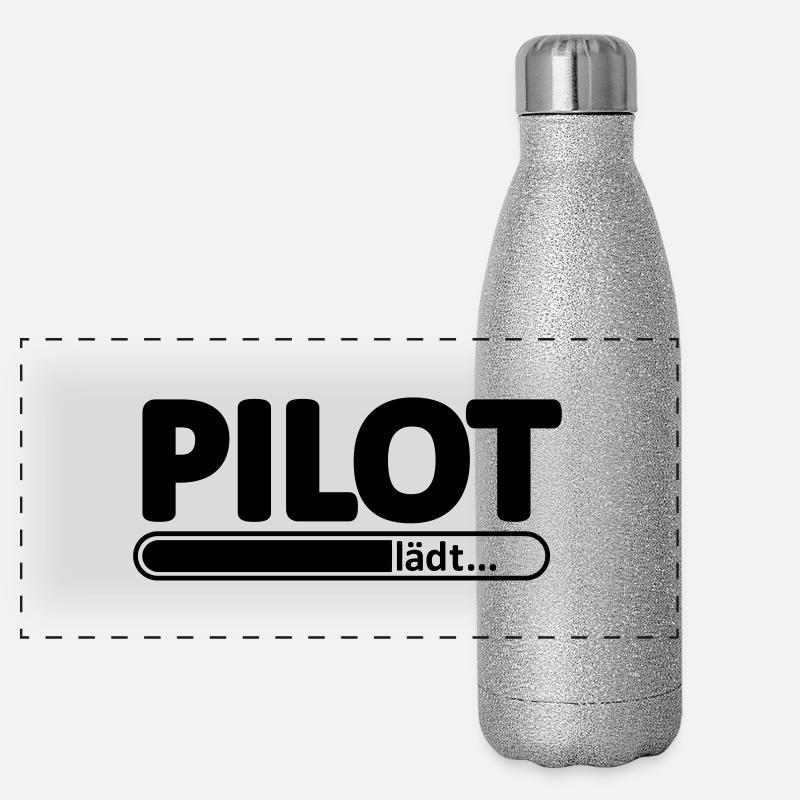 Pilot // Pilotin // Flugzeug // reisen // Flieger Panorama Glitzer Isolierflasche 500 ml