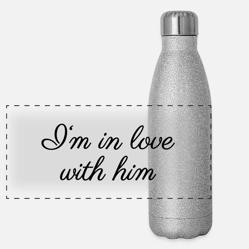 In love with him Panorama Glitzer Isolierflasche 500 ml