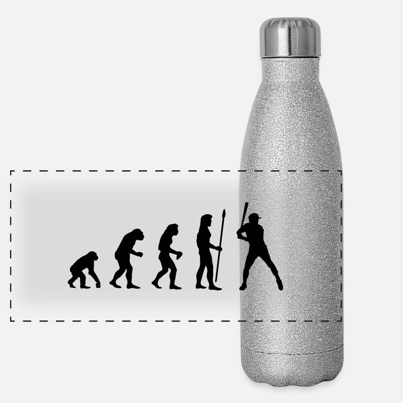 evolution_baseball1 - Panoramic Glitter Thermal Bottle 500 ml - silver glitter