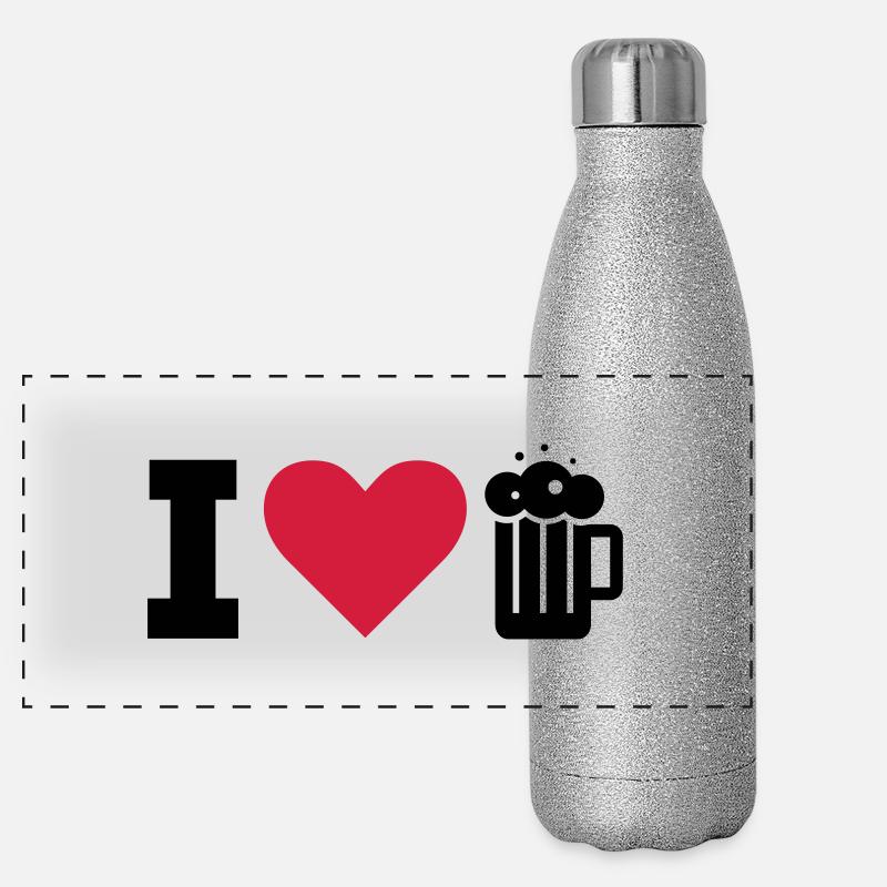 ICH LIEBE BIER / I LOVE BEER Panorama Glitzer Isolierflasche 500 ml