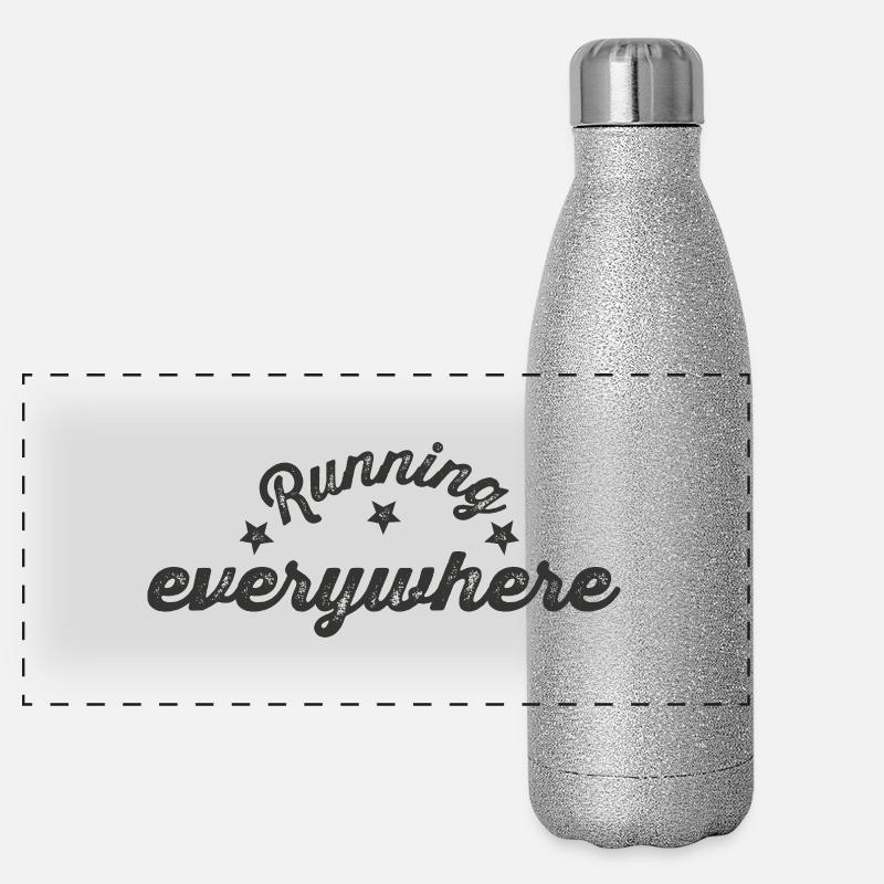 Lettrage Running Everywhere Gourde isotherme panoramique pailletée 500 ml