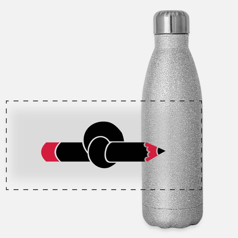 Knoten im Bleistift / pencil 'n knot (2c) - Panoramic Glitter Thermal Bottle 500 ml - silver glitter