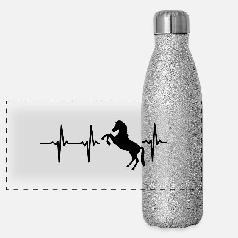 UN COEUR POUR LES CHEVAUX - J’ADORE LES CHEVAUX ! Gourde isotherme panoramique pailletée 500 ml