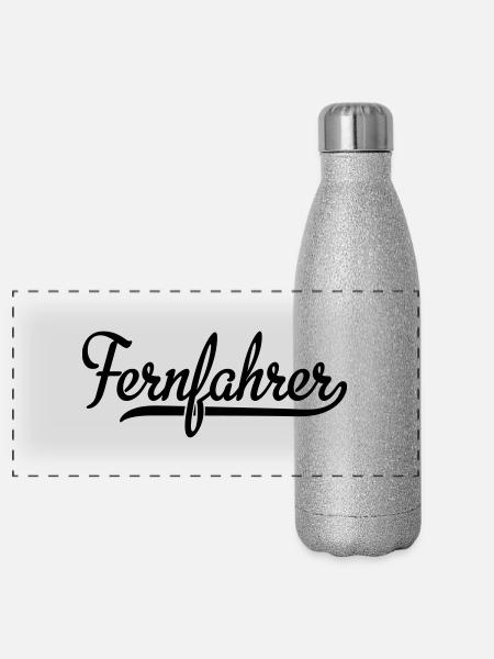 Fernfahrer - Panorama Glitzer Isolierflasche 500 ml - Silber Glitzer - Vorne