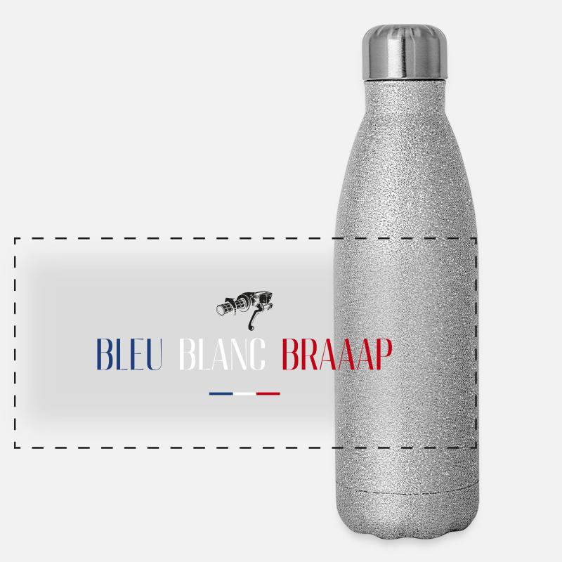 Moto bleu blanc braaap Gourde isotherme panoramique pailletée 500 ml