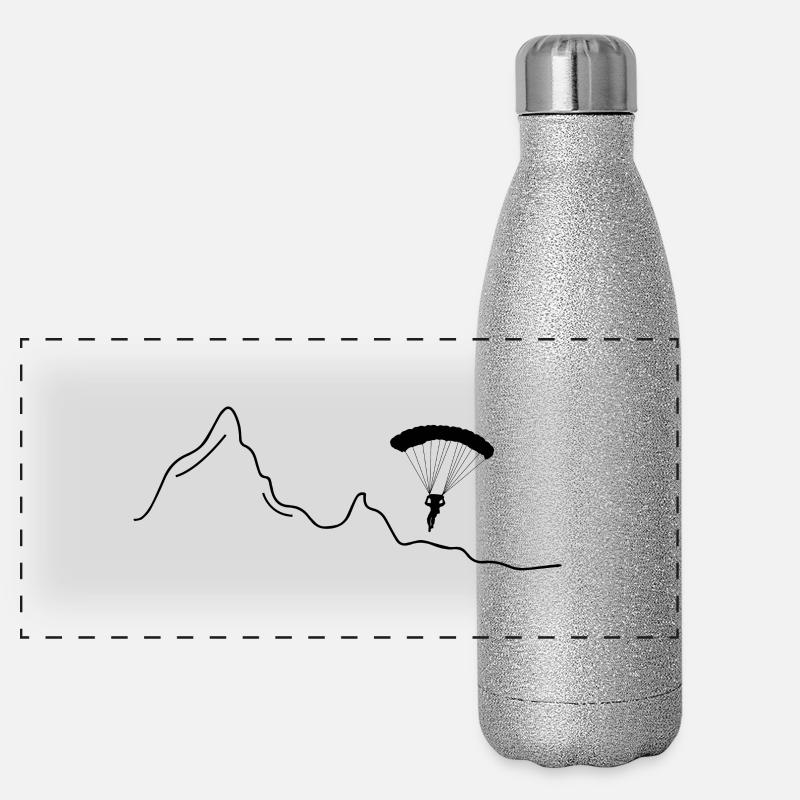 Paragliding extreme sport paraglider - Panoramic Glitter Thermal Bottle 500 ml - silver glitter