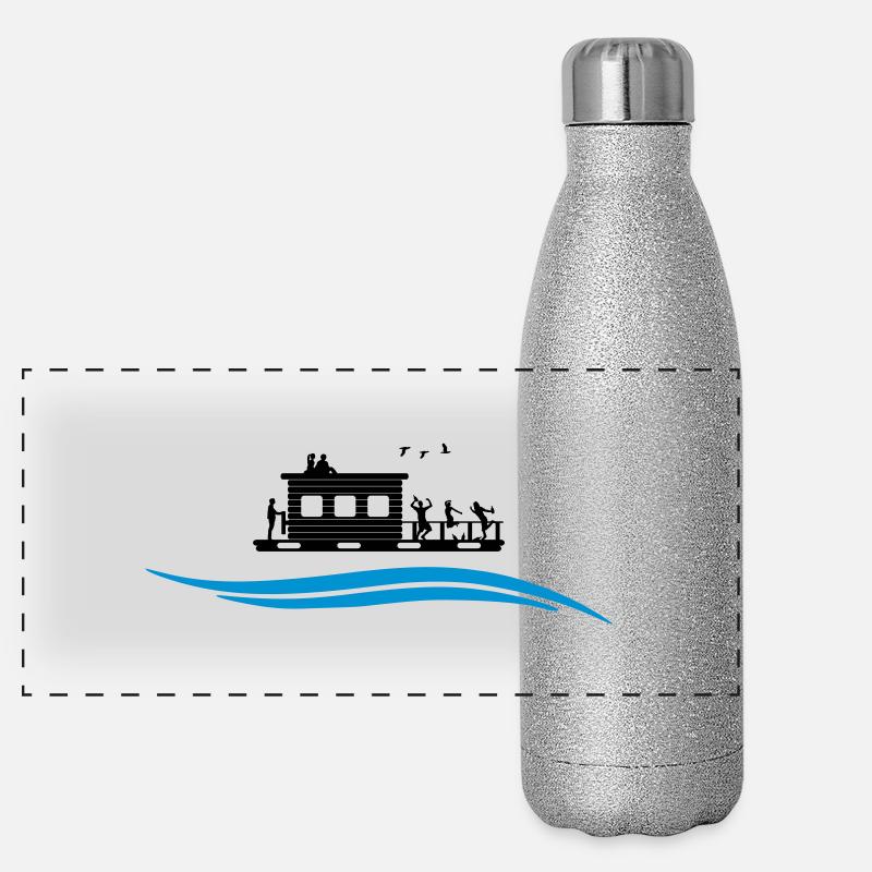 Hausboot Wasser Panorama Glitzer Isolierflasche 500 ml
