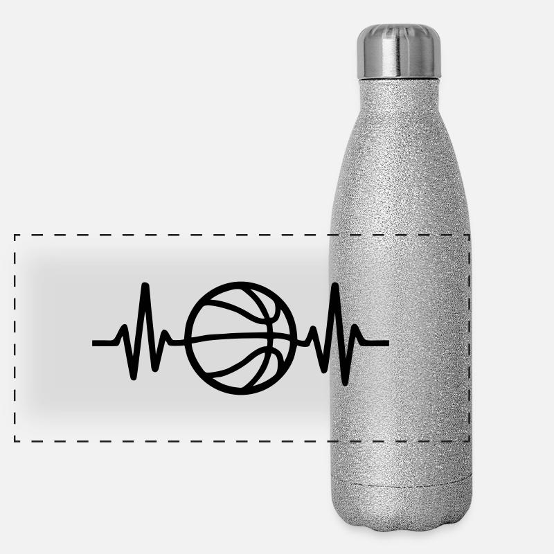 Battement de cœur de basket-ball Gourde isotherme panoramique pailletée 500 ml