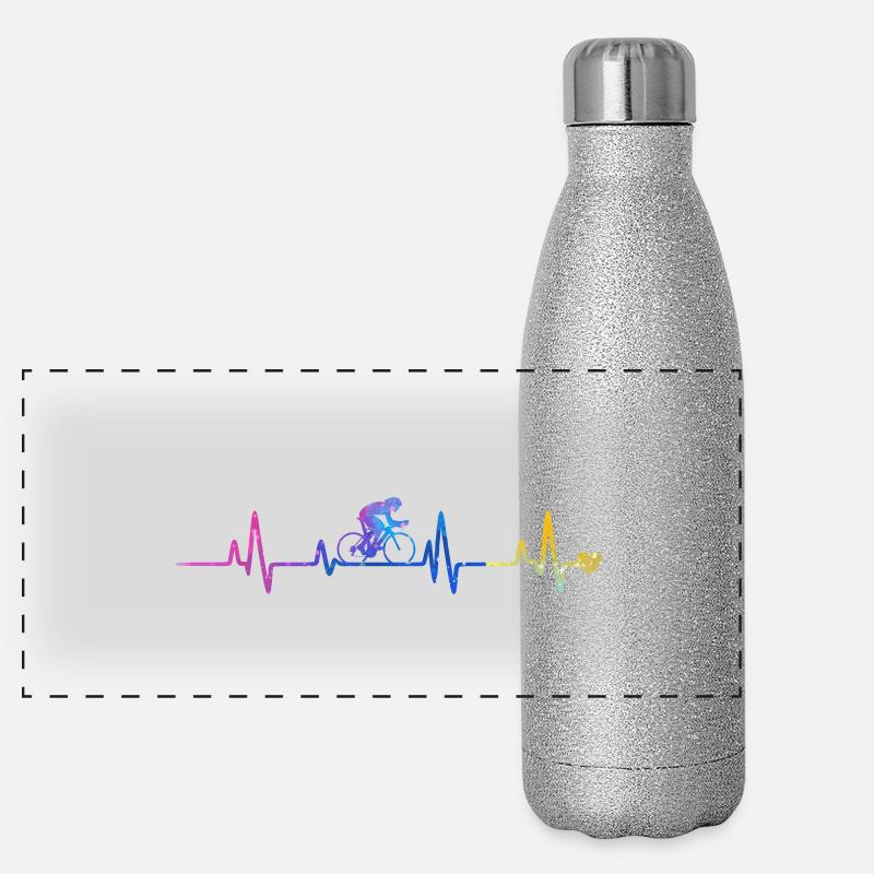 Herzschlag-Radfahrer Gradient Panorama Glitzer Isolierflasche 500 ml