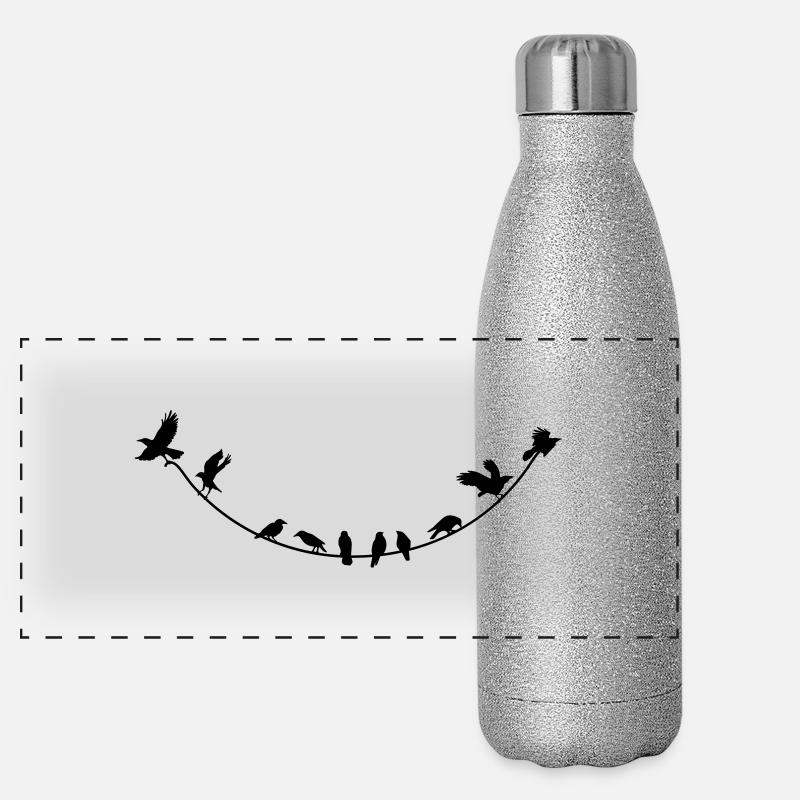 fliegende Raben tragen ein Band Panorama Glitzer Isolierflasche 500 ml