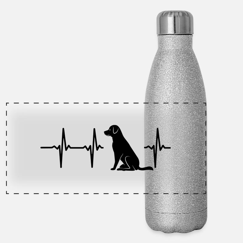 Mon cœur bat pour chiens Gourde isotherme panoramique pailletée 500 ml